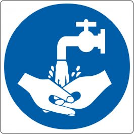 "Handen wassen verplicht"-sticker (Maxi-Loka Premium)